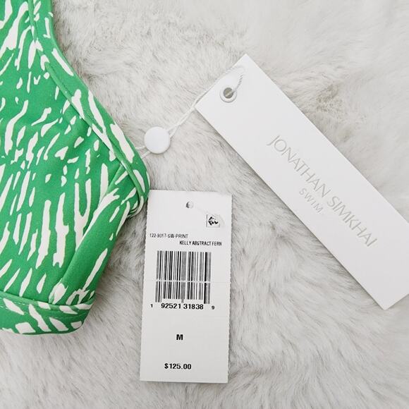 NWT Jonathan Simkhai Green Aliana Strappy V-Neck Bikini Swim Top - Picture 7 of 11